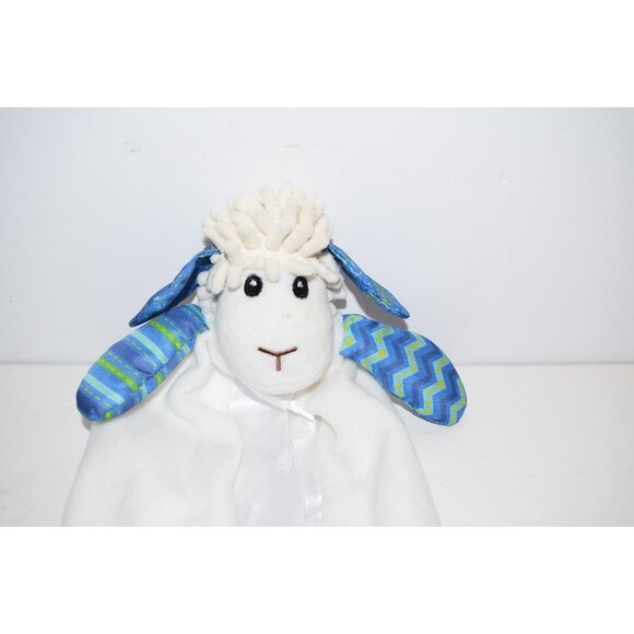 Wee Believers Lamb I am a Child of God Lovey Sheep Blue Security Blanket Satin - Picture 5 of 8